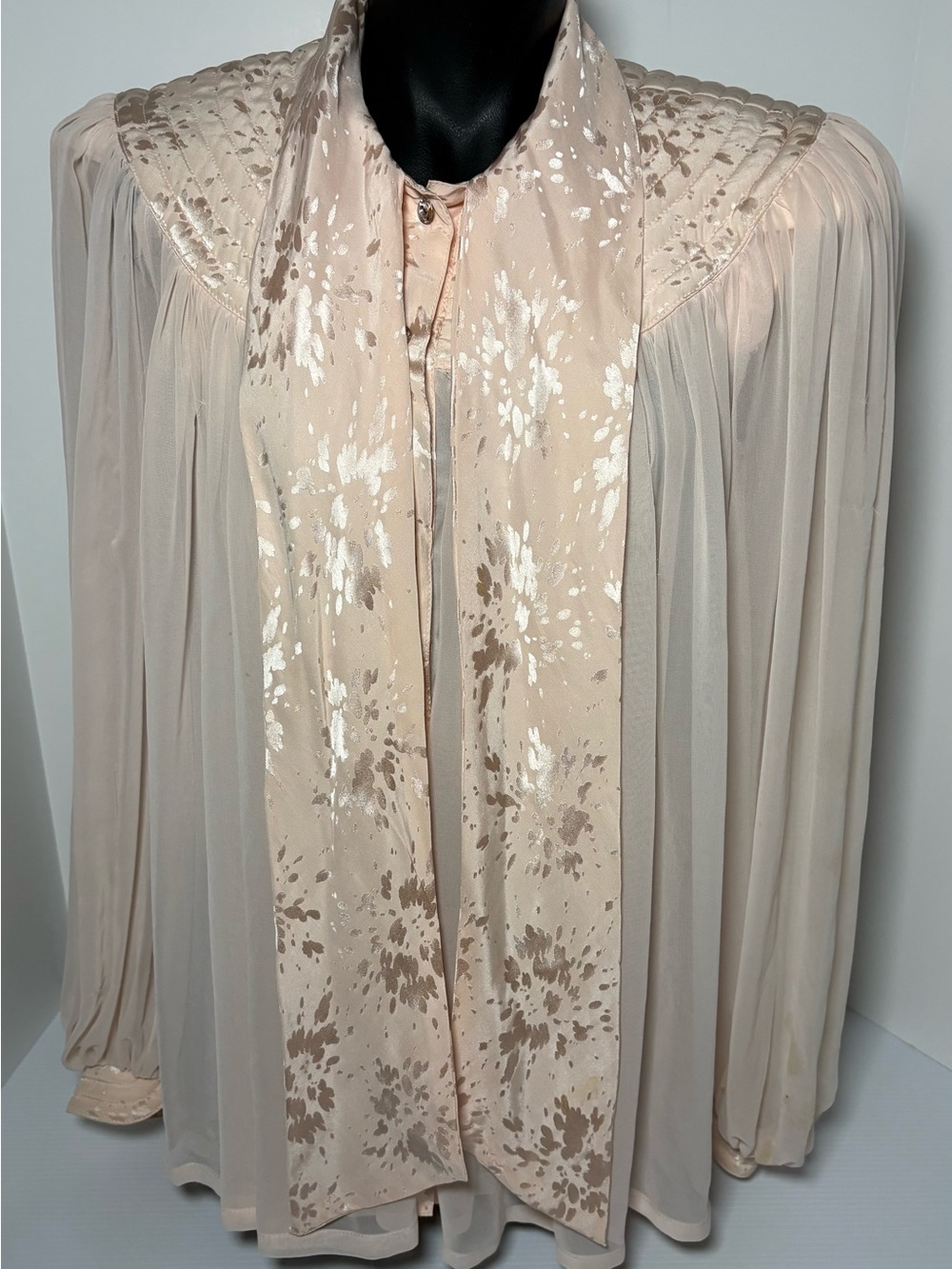 Vintage Wayne Clark Aline Marelle Sheer Chiffon Pussybow Blouse - Size 6